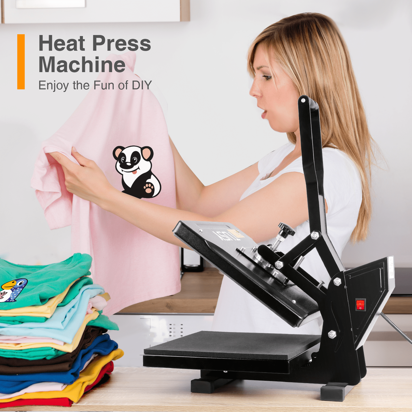 TUSY 15x15 inch Heat Press Machine Digital Industrial Sublimation Machine  Printer Press Clamshell Heat Transfer Machine for T Shirts 