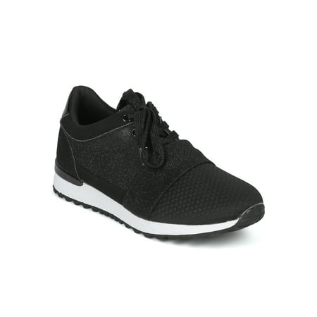 

Women Glitter Fabric Lace Up Low Top Sneaker HH11