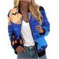 thumbnail image 2 of WXLWZYWL Womens Halloween Bomber Jacket Funny Spooky Ladies Coat Ghost Floral Graphic Cardigan Zip Up Long Sleeve Dressy Tops Moto Biker Windbreaker, 2 of 5