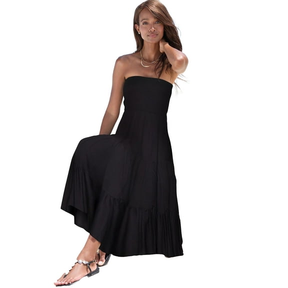 LASCANA Women's Convertible Tiered Dress Smocking