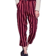 Free People Womens Seemed Like Stripe Casual Cropped Pants, Red, 2