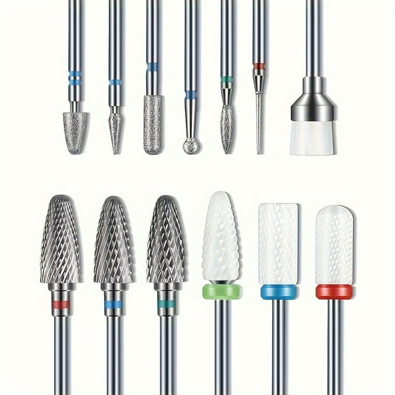 13PCS/set Nail Polishing Bits, Nail Drill Bits, Nail Polishing Cleaning Brush, Pedicure Remover For Acrylic Gel