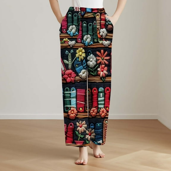 Elvqul Pajamas Pants for Women,Pajamas for Juniors,Pants Only Soft Winter Holiday Comfortable Flannel,Size 3XL