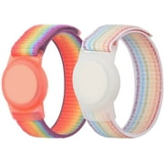 2 Pack Airtag Wristband for Kids, Adjustable Nylon Strap with Durable Silicone Anti-Lost Anti-Scratch Apple Airtag