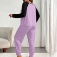 thumbnail image 4 of Njagoc3 Women's Color Block Lounge Set Raglan Sleeve Crew Neck Top and Long Pants 2 Piece Casual Sleepwear, 4 of 6