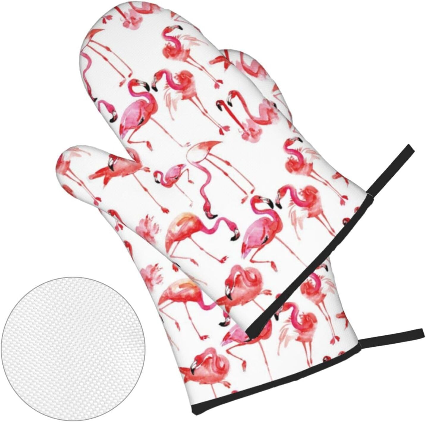Flamingos Oven Mitts and Pot Holders Sets for Kitchen 4 Pcs 7"X11" Heat Resistant Baking Cooking