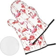 thumbnail image 3 of Flamingos Oven Mitts and Pot Holders Sets for Kitchen 4 Pcs 7"X11" Heat Resistant Baking Cooking, 3 of 6
