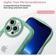 thumbnail image 3 of Designed for iPhone 13 Pro Max Case Curly Wave Frame Pattern for Women Girl Men, Luxury Plating with Full Camera Lens Protection Bumper for iPhone 13 Pro Max 6.7"-Green, 3 of 9