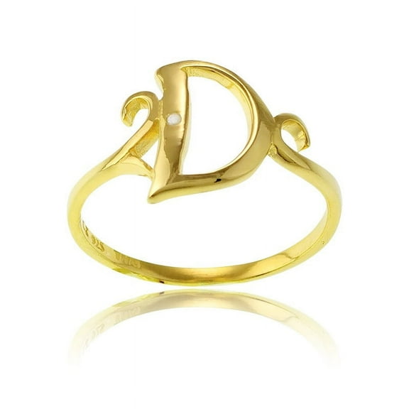 Daily Delight TheJewelryHut Designer Sterling Silver 1 Micron Gold-plating Single CZ "D" Ring
