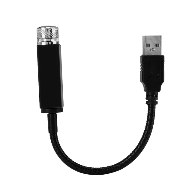 Mini proyector de ambiente LED USB para coche, lámpara de luz roja con forma de estrella para techo