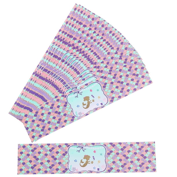 FELTECHELECTR 48 pegatinas de sirena con diseño de escamas brillantes para fiestas temáticas, suministros para beber agua, pegatinas para botellas de agua de sirena, decoraciones.