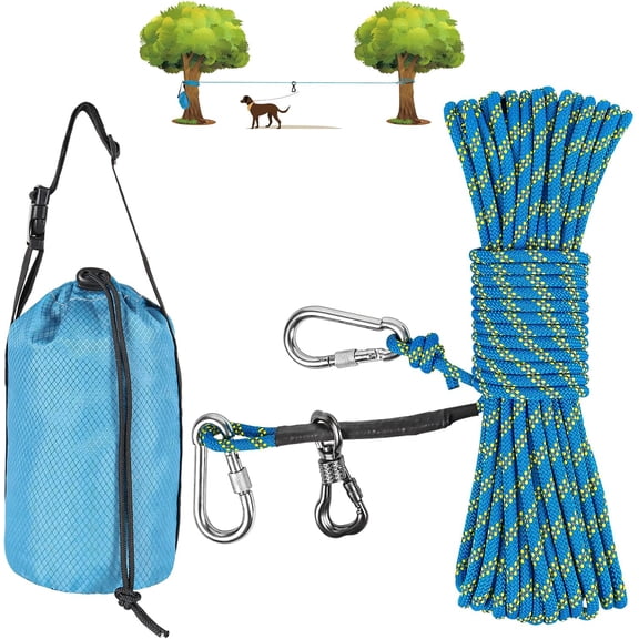 Aystkniet 50 ft Glow-in-the-Dark Dog Trolley System with Carry Bag