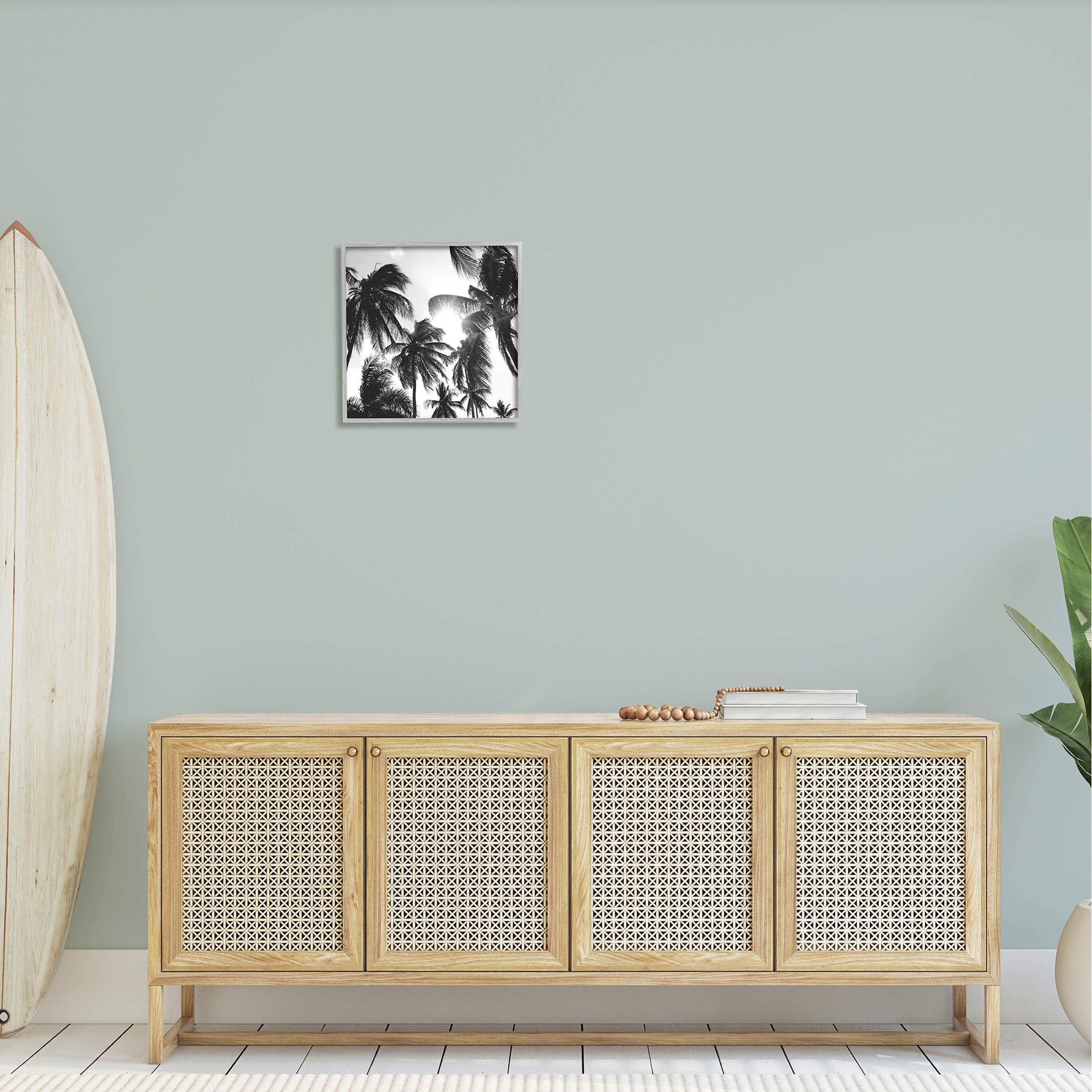 Sunlit Palm Tree Photography Landscape Photograph Gray Framed Art Print Wall Art