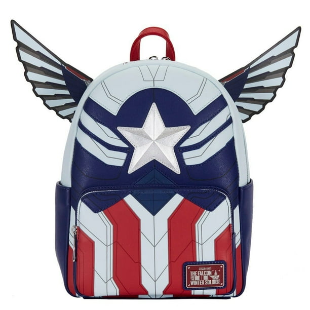 Mochila Disney Loungefly Marvel Falcon Capitán América, mochila escolar de dibujos animados de Anime de alta calidad para niños, bolsa de Cosplay, regalo para bebé hola suerte unisex