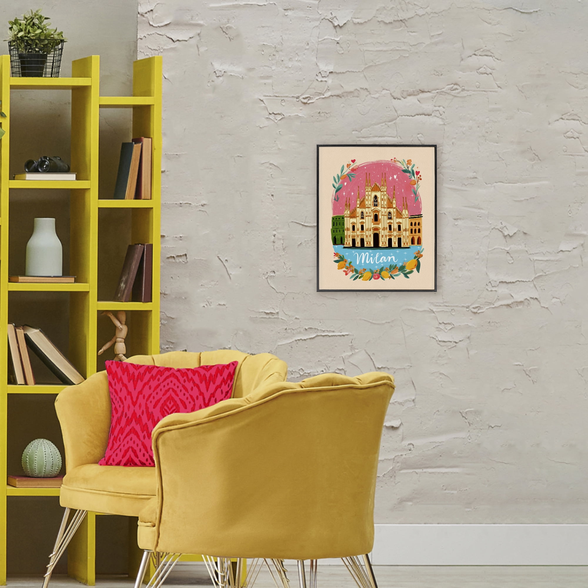 Floral Bordered Milan Black Framed Giclee Art, design by Yen