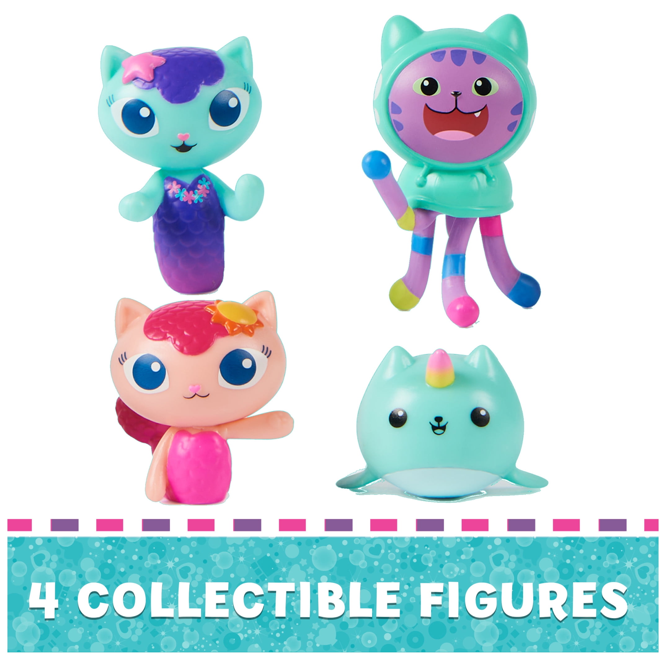 Gabby’s Dollhouse, Mermaid-lantis Figure Set with 4 Toy Figures and Dollhouse Furniture