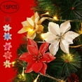 thumbnail image 6 of Jinswick 15pcs Glitter Christmas Tree Ornaments,Christmas Glitter Poinsettia Faux Flowers,Christmas Tree Decorations,Artificial Poinsettia Flowers for Christmas Tree New Year Home Outdoor Decoration, 6 of 6