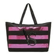 thumbnail image 3 of Victoria's Secret Black Canvas Tote Bag with Pink Sequin Stripes and Zipper, 3 of 5
