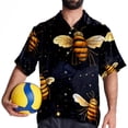 thumbnail image 4 of Starry Bees in the Sky Men's Short Sleeve Button Down Poplin Casual Beach Shirts, 4 of 6