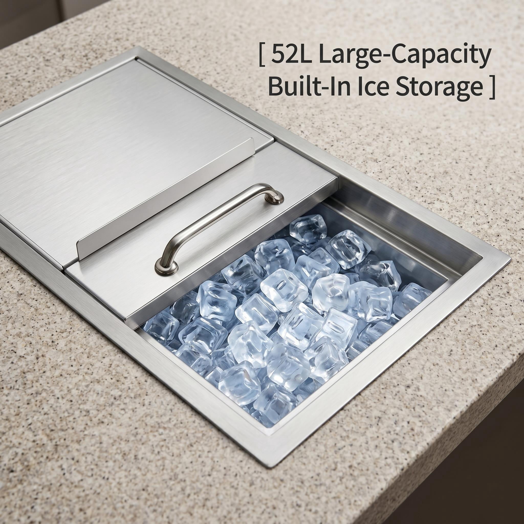 Built-in Beverage Tub, Outdoor Kitchen Ice Cooler, Insulated Ice Chest, 52l Stainless Steel With Drain 18in×12in×15in for Patio Bar, Backyard BBQ