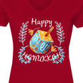thumbnail image 4 of Inktastic Happy Hanukkah Dreidel and Laurels Women's V-Neck T-Shirt, 4 of 5