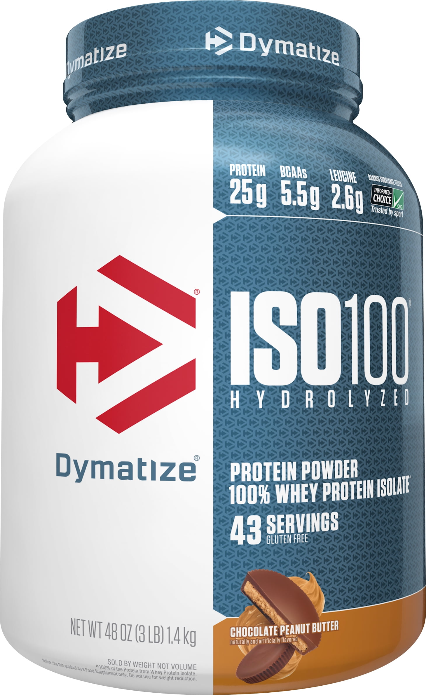 Dymatize Iso100 Hydrolyzed Whey Isolate Protein Powder Chocolate Peanut Butter 3 Lb Walmart Com Walmart Com