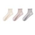 thumbnail image 2 of Ruffled Seamless Ankle Socks for Women, Thin Breathable Cotton Short Socks with Moisture Wicking for Summer & Office Wear, 3 Pairs Pink, 2 of 3