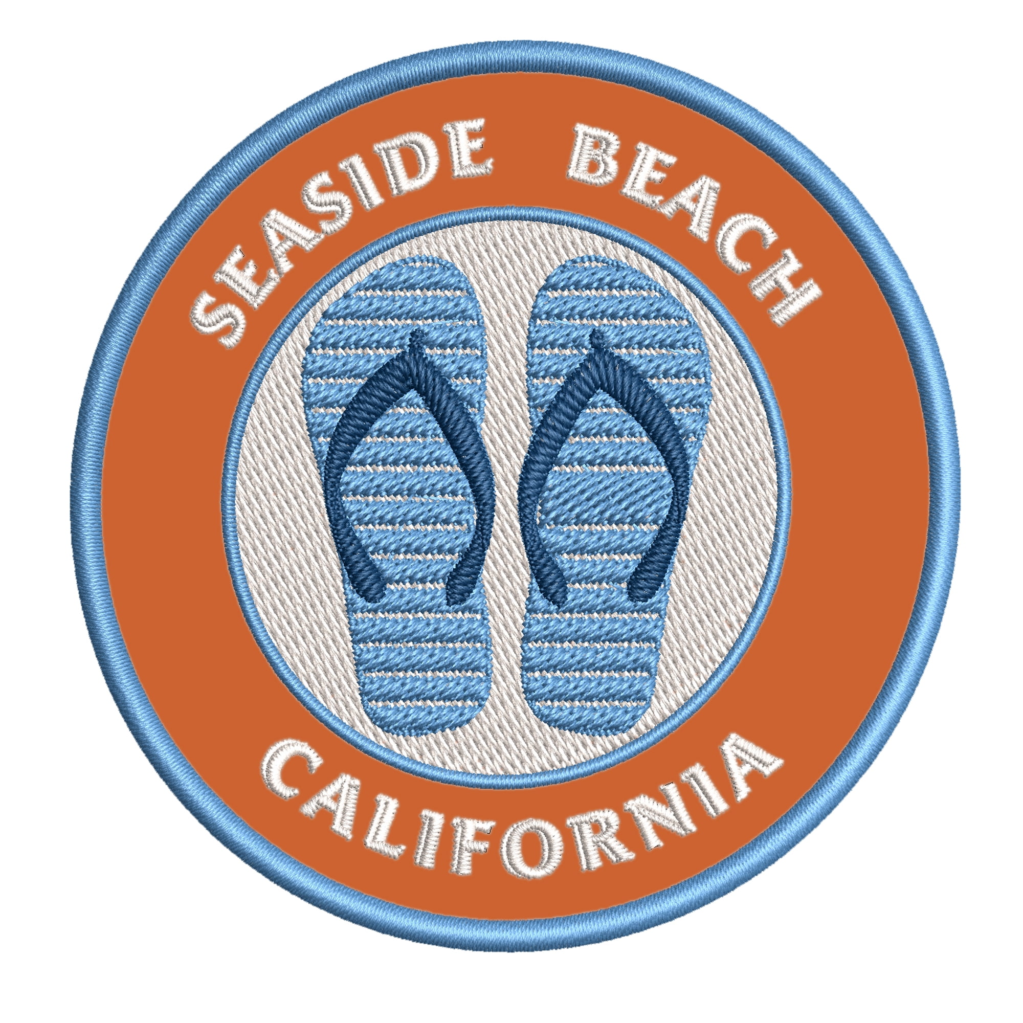 Seaside Beach, California 3.5 Inch Iron Or Sew On Embroidered Fabric