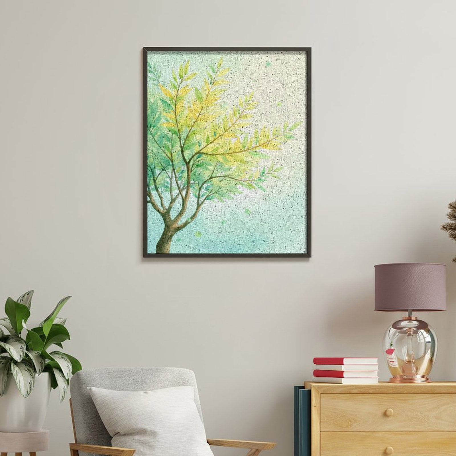 Paint By Numbers Kit for Adults Beginner - DIY Tree Branches Leafy Watercolor Art Canvas Painting Kits for Adults, Frameless Paint By Number for Adults for Home Wall Decor 16x20 Inch