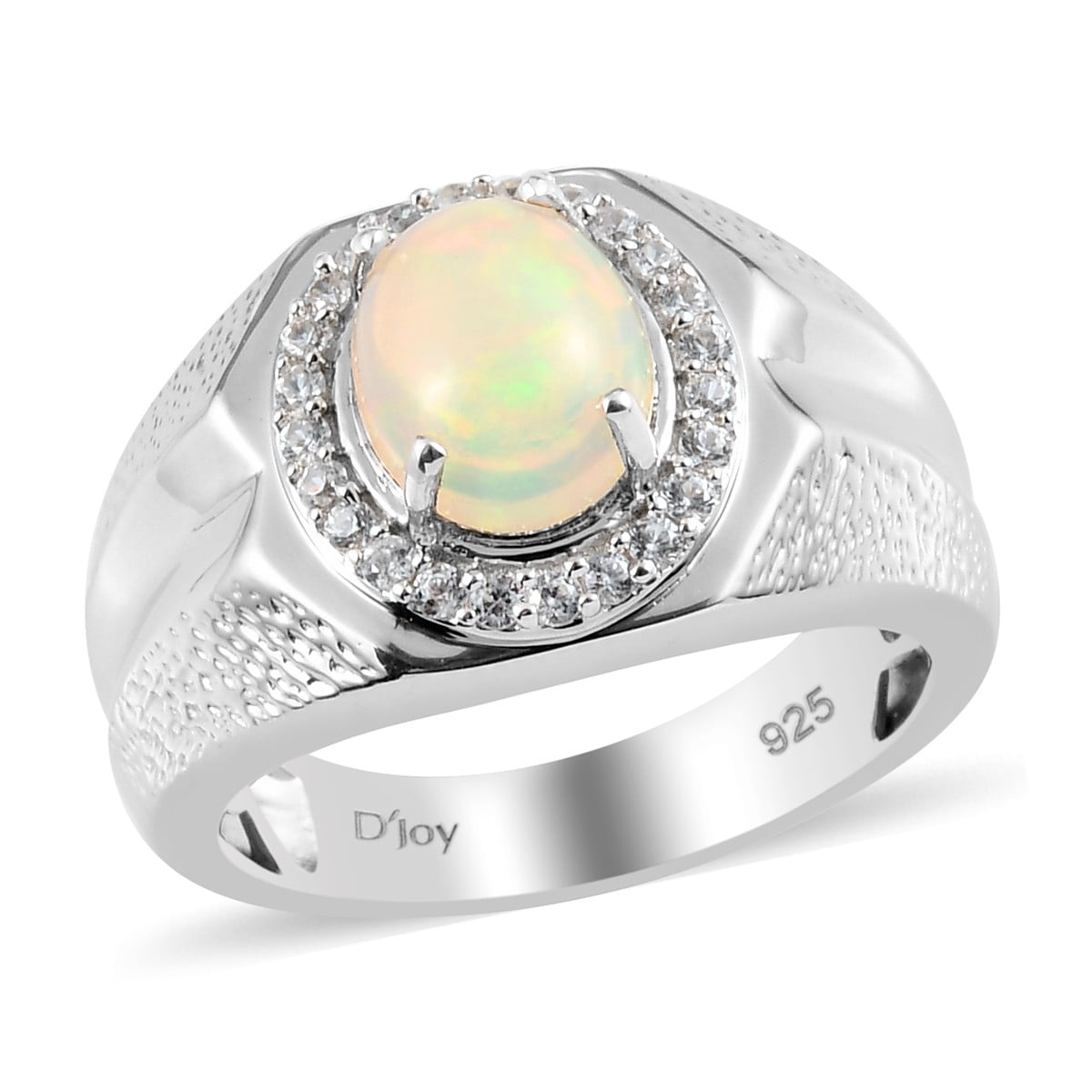 Shop LC Shop LC Platinum Over 925 Silver Opal Zircon Ring Men Size 10