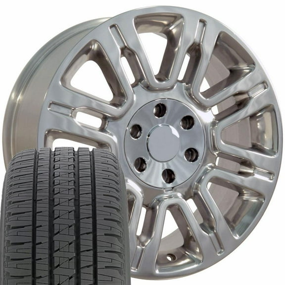 OE Wheels FR98 20 Inch Rims and Tires Fit Expedition Style 6x135 20x8.5 Polished - Hollander 3788 - Dueler H/L Alenza 275/55-20 (Set of 4)