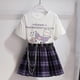 thumbnail image 1 of Sanrios dibujos animados Kawaii niñas camiseta blanca traje Kuromi lindo verano manga corta Universidad Jk uniforme falda niños moda falda, 1 of 2