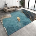 thumbnail image 1 of 4x6ft Rug Non Slip Luxury 3D River Boat Small Entryway Mats, Machine Washable Abstract Metal Golden Line Area Rug, Throw Rugs Carpet for Front Door Bedroom Bedside, 1 of 6