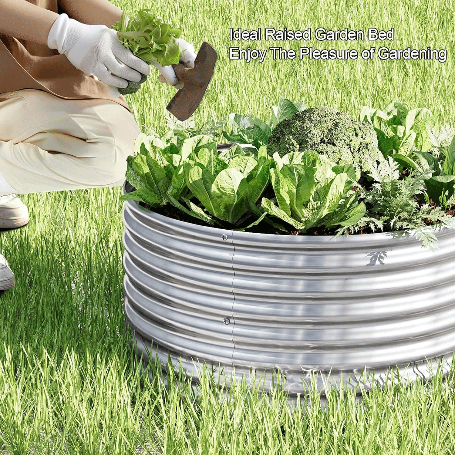 CATMANOR 4 Pack 3FT Length Round Galvanized Raised Garden Bed Outdoor,Metal Garden Bed for Vegetables,Steel Raised Beds for Gardening,Above Ground Garden Box for Flower