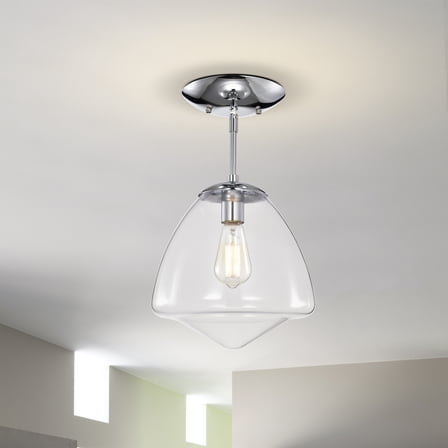 Zylo 11 in. 1-Light Indoor Chrome Finish Semi-Flush Mount Ceiling Light