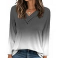 thumbnail image 6 of VgaVtl Womens Tee Shirts Plus Size Long Sleeve V-Neck Ladies Tops Workout Black Loose Gradient Color Button Casual Shirts,M, 6 of 7