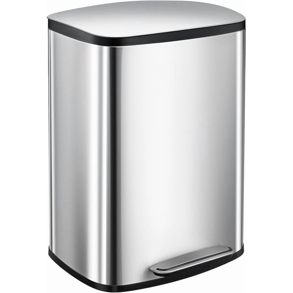 13.2 Gal Stainless Steel Step Trash Can, Rectangular Kitchen Garbage Can with Soft Close Lid, Fingerprint Resistant, Removable Inner Bucket, Recycling Waste Bin for Kitchen Dining Room Home Office