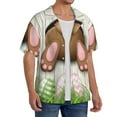 thumbnail image 2 of Logiee Brown Bunny Print Men's Button Down Shirts Short Sleeve, Summer Beach Shirts,Vacation Wedding Shirts,Men's Casual Button-Down Shirts with Pocket-3X-Large, 2 of 5