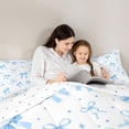 thumbnail image 5 of Erosebridal Blue Ribbon Bowknot Kids 7pcs Bedding Comforter Set,Kawaii Bowtie Cute Geometric Rhombus Queen Bedding Sets For Girls,Reversible, 5 of 7