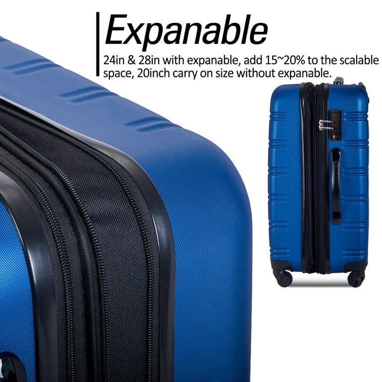 3 Piece Luggage Set Hardside Spinner Hardshell Suitcase with TSA