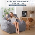 thumbnail image 2 of GOODONE Giant Bean Bag Chair with Pillow,Bean Bag Couch Stuffed High-Density Foam, Plush Lazy Sofa Comfy Chair,Large BeanBag Chair for Adults in Livingroom,Bedroom,Grey, 2 of 8