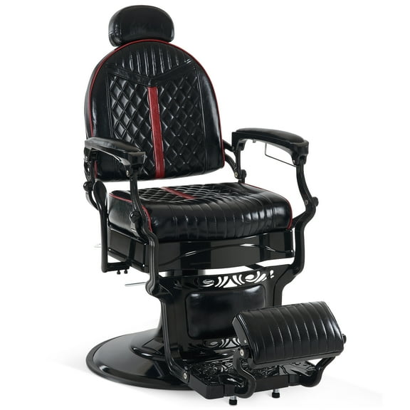 BarberPub Heavy Duty Metal Vintage Barber Chair All Purpose Reclining Salon Beauty Spa Chair 8730 Black&Red