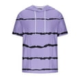 thumbnail image 2 of DDAPJ pyju Graphic Hoodies for Men Casual Striped Print Short Sleeve Hooded T-shirt Lightweight Workout Pullover Hoodie with Drawstring Purple XXXL, 2 of 4