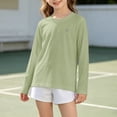 thumbnail image 4 of JIAYUE Boys Girls Breathable Tees Long Sleeve Ice Silk Solid Color Crew Neck Kids Lightweight Mesh Knit Top For Summer Play And Schoolwear, 4 of 8