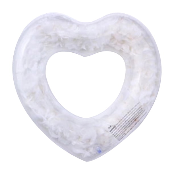 MUSUPER Heart Shaped Swimming Ring Feather Pool Rings NonFlipover Swim
