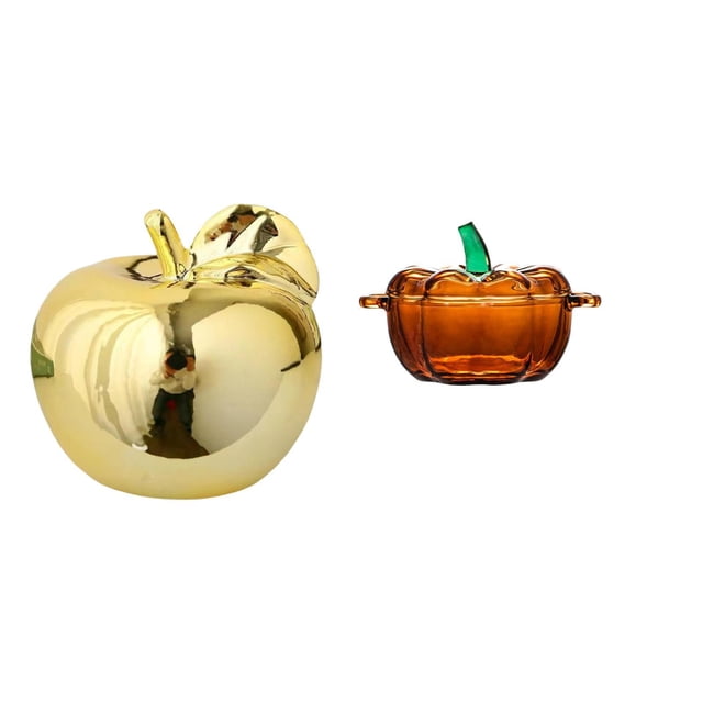Escultura De Fruta De Cerámica Con Tapa En Forma De Calabaza, Adorno Decorativo Para Dulces Y Galletas, Ideal Para Escritorios, Porches, Restaurantes Y Oficinas.