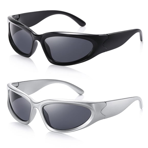Gafas de Sol JASPIN Y2K Estilo Wrap Ovaladas Plateadas UV400 para Mujeres y Hombres