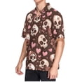 thumbnail image 2 of joogoo Men's Hawaiian Shirt Skull Hearts Short Sleeve Casual Button Down Shirts M, 2 of 6