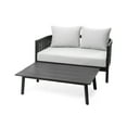 thumbnail image 2 of Felix 2-Piece Outdoor Patio Chat Set, Wood Frame with Rattan Accent, 52" Loveseat and 42" Coffee Table, Black+Gery, 2 of 13