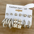 thumbnail image 4 of Pendientes sencillos, personalidad creativa, moda, con incrustaciones de diamantes de imitación, juego de pendientes de círculo grande, 6 pares, estilo versátil fácil de usar, 4 of 6